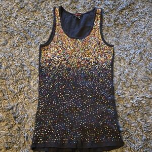 Stylish Black Multicolor Sequin Tank Top
